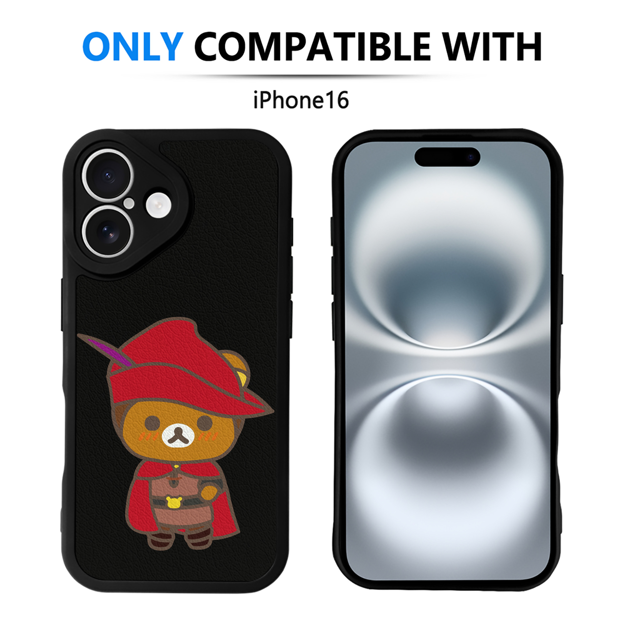 （画像用） リラックマ リラックマ キイロイトリ Rilakkuma Korilakkuma Kiiroitori 【iPhone 16シリーズ対応】シリコンスマホケース（レザー調） 材質：シリコン